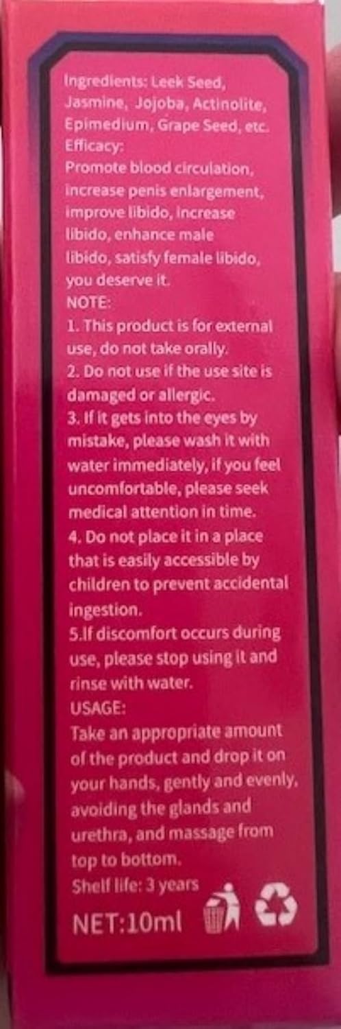 Men's Enlarging Essential Oil - Extra Strength Power Enlarge Massage Gel, Massage Oil 10ml