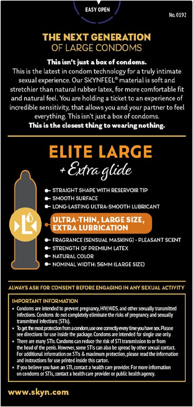 SKYN King Elite Large Size Ultra-Smooth Protection – Non-Latex, 10 Count